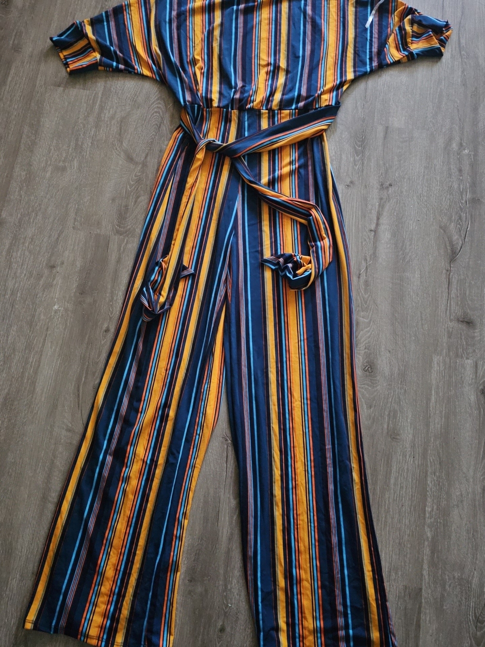 Striped Multicolor Wide-Leg Jumpsuit with Belt